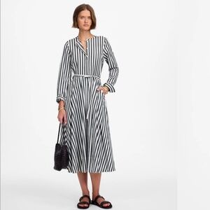 (NWT!) Tie-Waist Midi Shirtdress in Stripe in Deep Forest